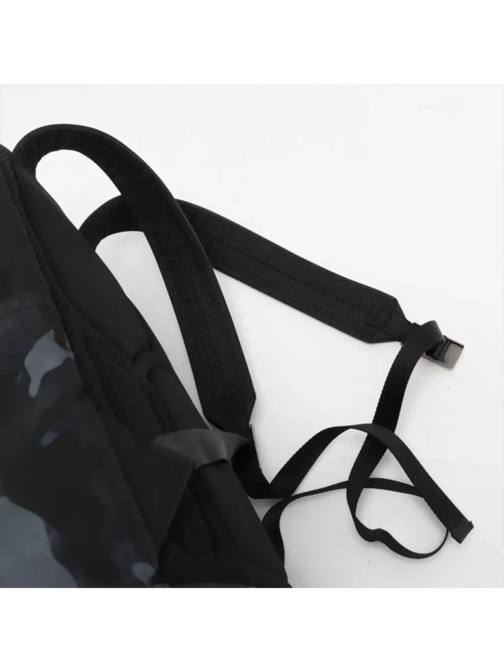 Prada Tessuto Nylon Camouflage Pattern Leather Backpack Black